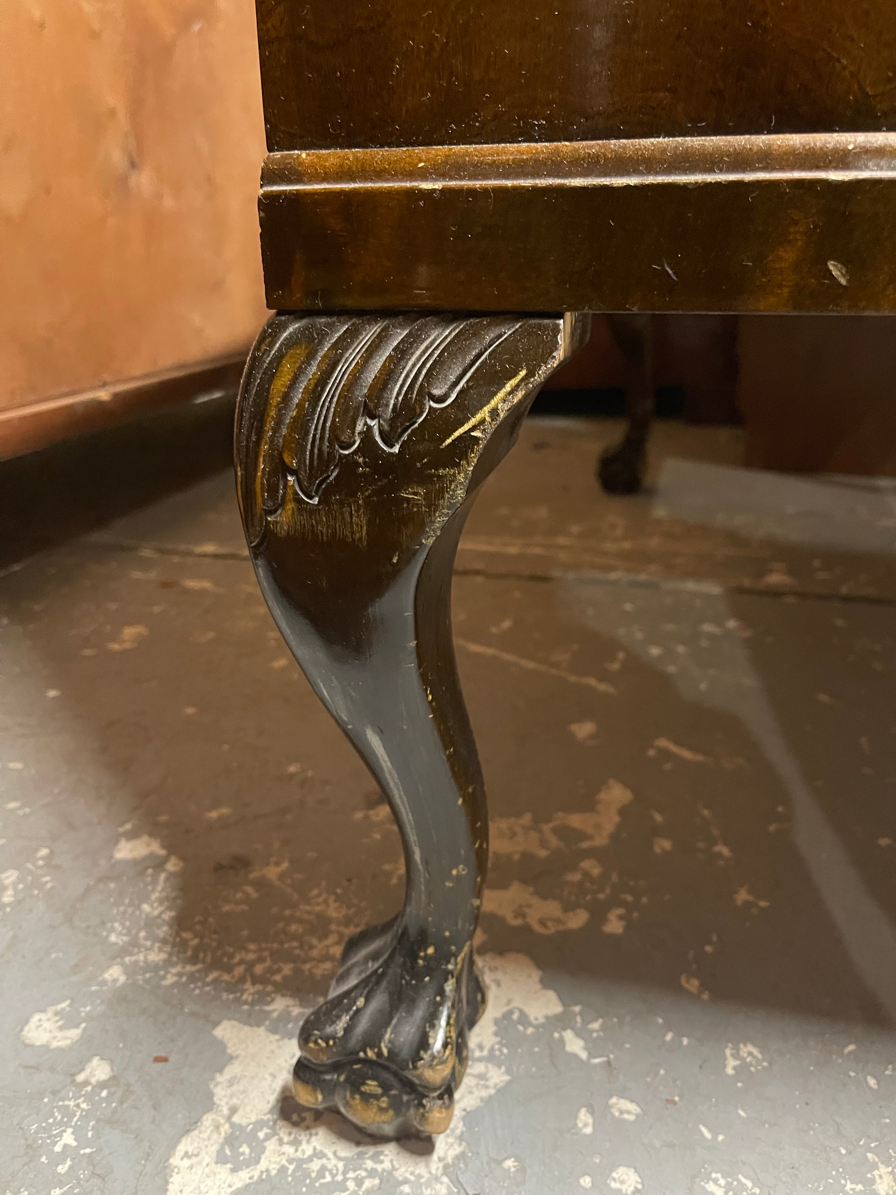 Vintage Burl Walnut Slant-Front Bureau Desk | Rococo Ball & Claw Foot Writing Secretary