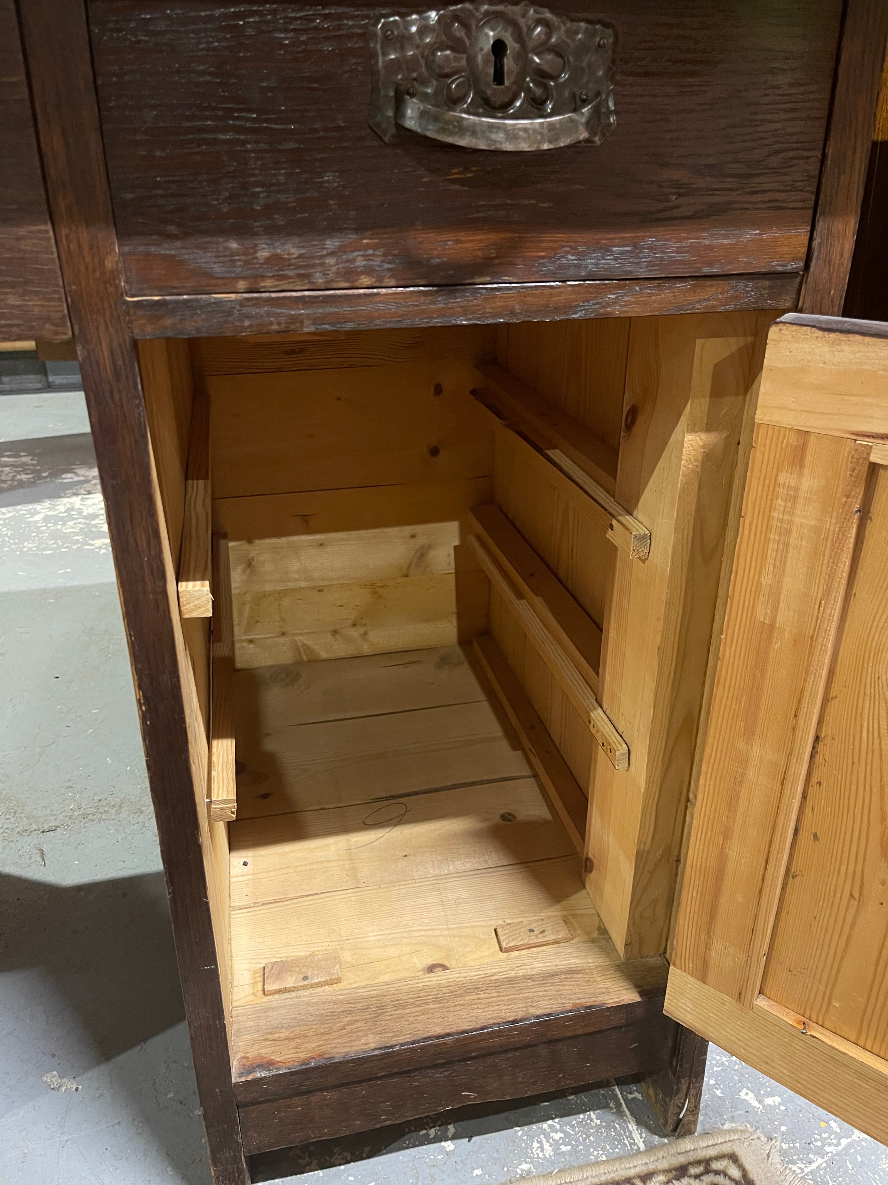 Antique Arts & Crafts Oak Desk | Early 20th Century Partner Desk & Double Pedestal Writing Table