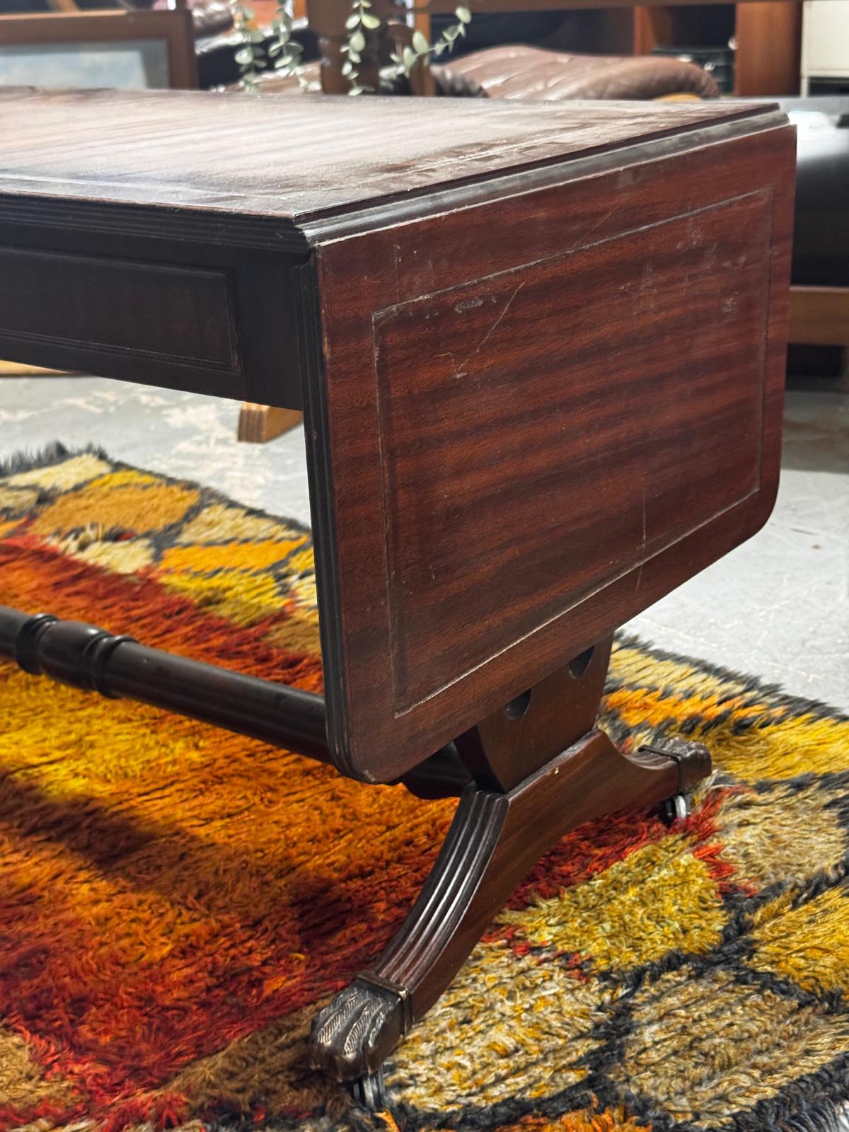wood coffee table with drop leaf sides