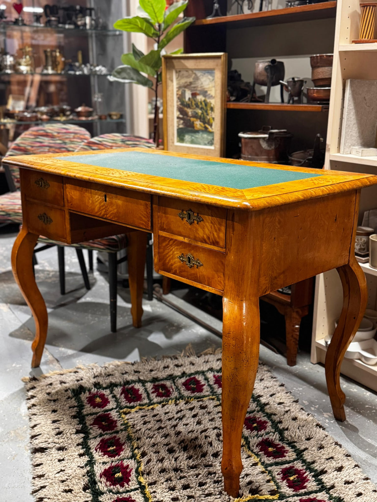 Vintage Neo Rococo style writing desk with 5 drawers