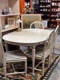 Gustavian style cream gray wood dining table with 4 chairs